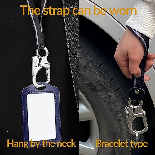 Miniatura 2 de Ahiller Mosquetón Llavero con Clip, Diseño de Doble Cierre - Punta de Acero Tungsteno, Herramientas Multifuncionales para Acampar, Senderismo,