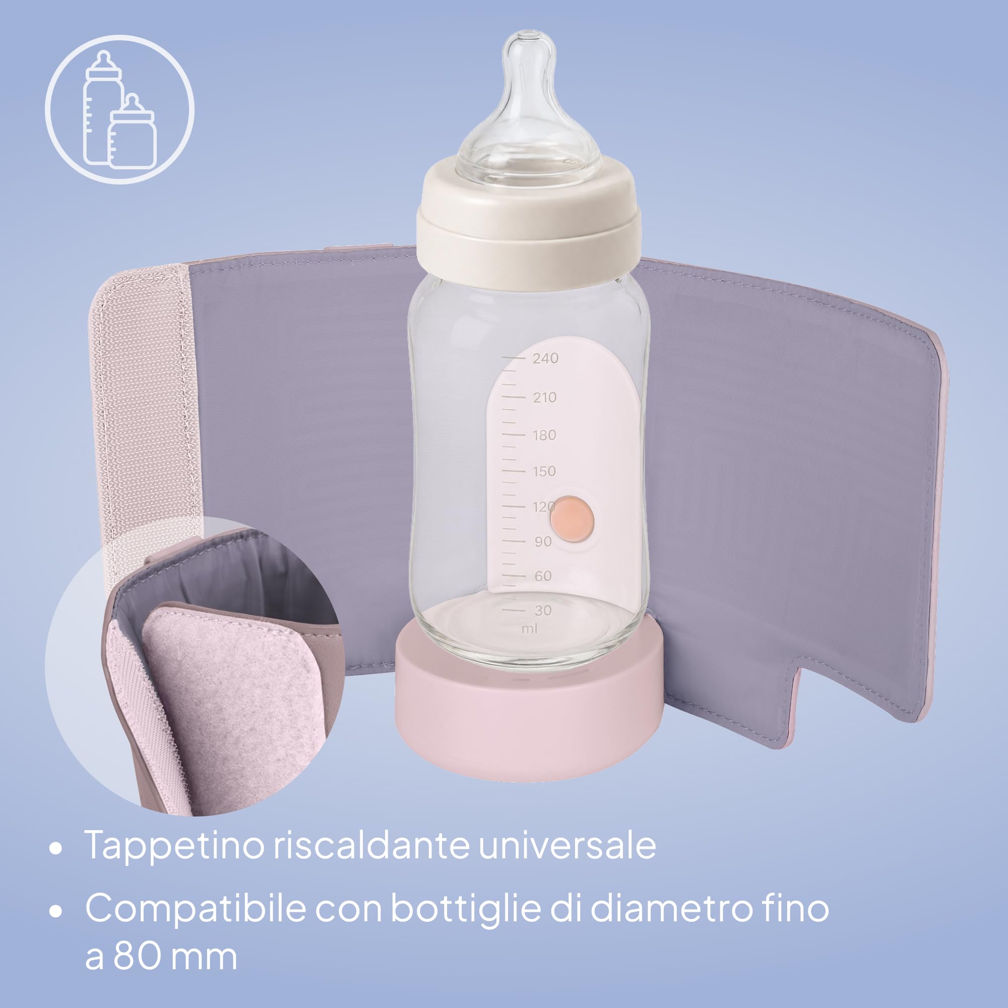 LIONELO Thermup Go Evo Scaldalatte Portatile per biberon per Neonati, Mantiene Liquidi caldi, 5 Temperature operative da 38 a 50°C Ricarica USB-C, Fino a 9 Ore di Funzionamento