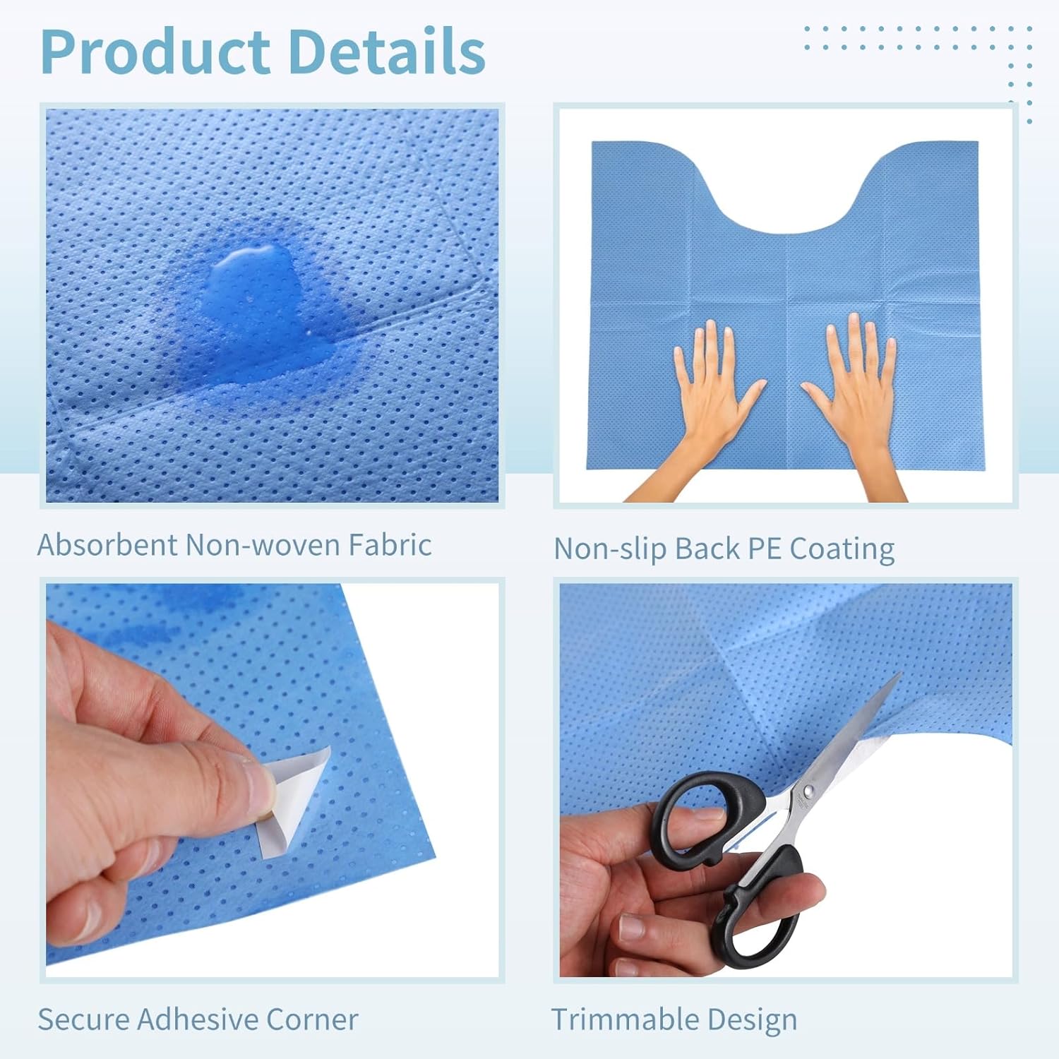 25 Pcs Disposable Toilet Mats, Absorbent Non-Woven Commode Mats, Non-Slip Potty Training Floor Mats, Around U-Shaped Floor Pads for Urine, Toilet Floor Protectors, 22×18.9" - Image 4