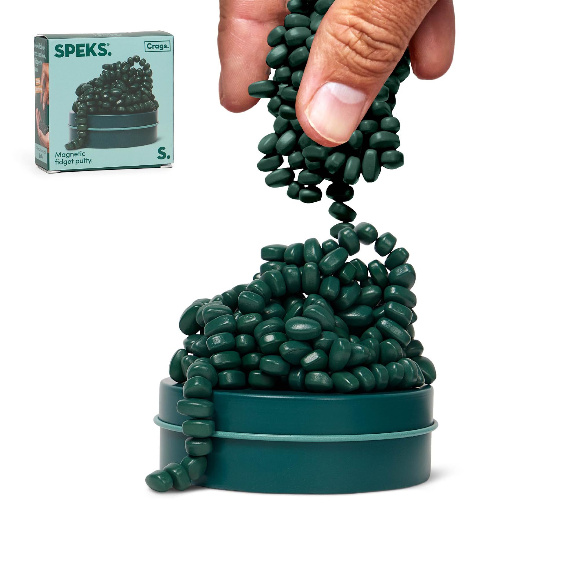 Speks Original Crags Ferrite Putty | 150+ Magnetic Stones in a Tin | Stress Relief Fidget Toy for Adults & Teens | Stocking Stuffer Jade, Small