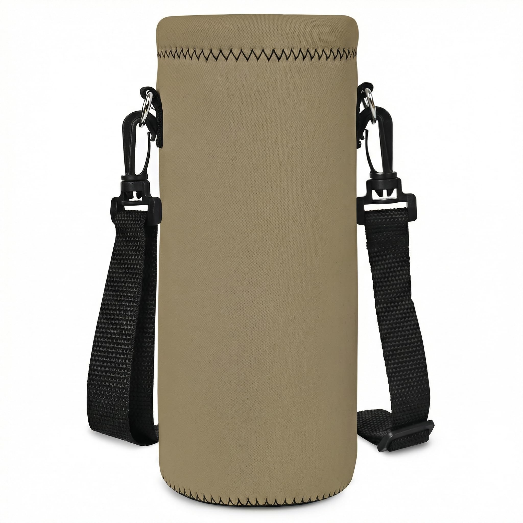Hnycsir 1L/1000ML Neoprene Water Bottle Bag Carrier, Portable Insulated Sling Holder Case Pouch with Adjustable Shoulder Strap for Men Women Hiking,Walking,Running,Outdoor Activities (Khaki Brown) — image 1