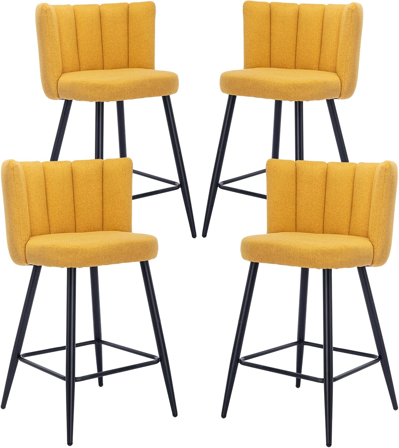 QUINJAY 26" Yellow Counter Height Bar Stool Set of 4, Linen