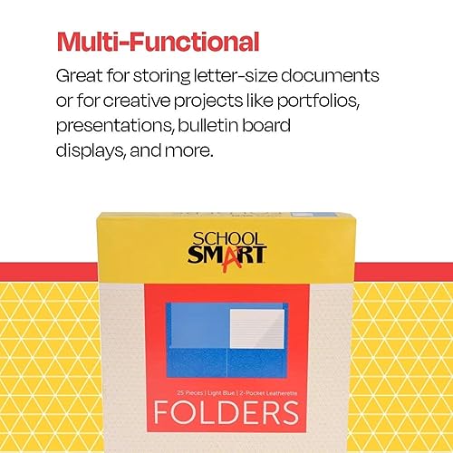 Vista 25 de School Smart Carpetas de 2 bolsillos, colores surtidos, paquete de 25 - 084900 Colores Variados