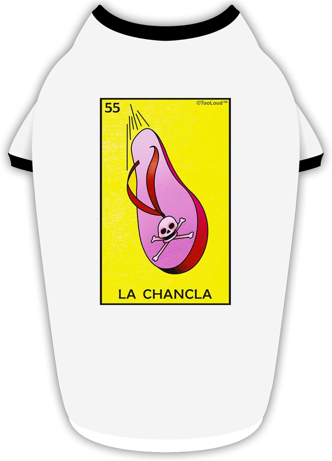 TOOLOUD La Chancla Loteria Solid Cotton Dog Shirt White with Black Large