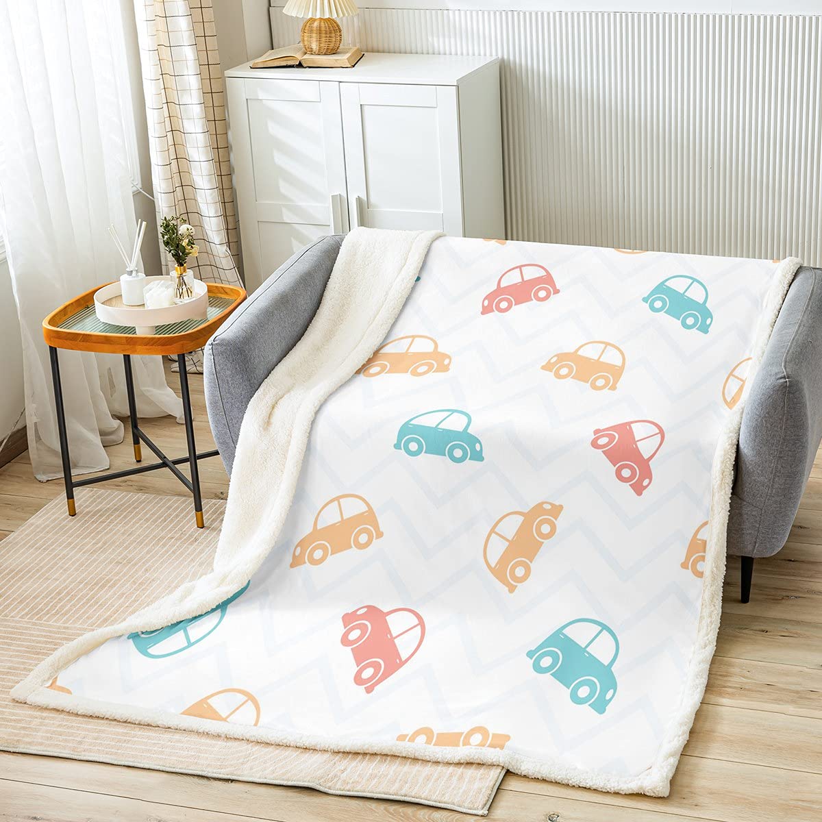 Couverture voiture pour enfants en sherpa et peluche douce