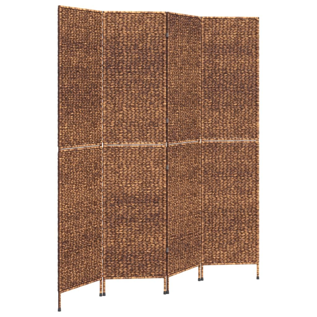 Paravent 4 pièces en jacinthe d'eau marron 163x180 cm pour salon