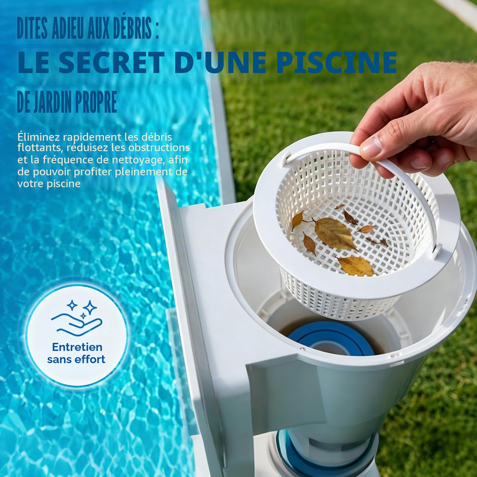Kit de Skimmer pour Piscines à Parois en Acier et Piscines Hors Sol - Skimmer Encastrable Hautement Efficace avec Grand Panier Filtrant, Buse D'aspiration et Raccord de Tuyau 32/38 mm