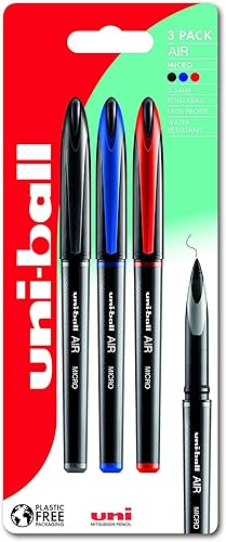 UBA-188-M Air Micro - Pack de 3 blíster de plástico (color negro, azul y rojo)
