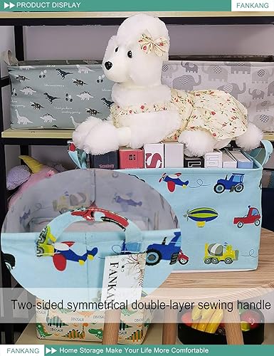 Miniatura 7 de FANKANG Contenedores de almacenamiento, cesta de lona plegable con revestimiento de polietileno impermeable, cestas de almacenamiento grandes para