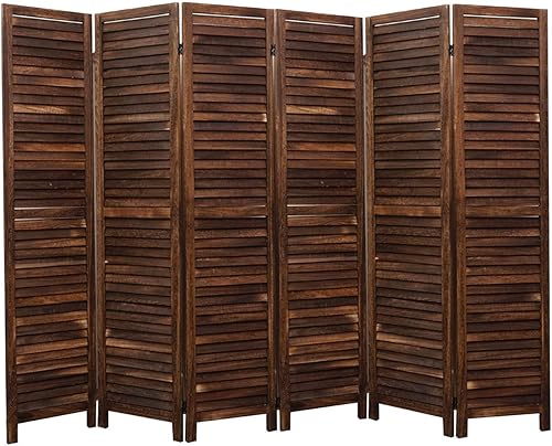 Miniatura 4 de Legacy Decor Divisor de habitación de 4 paneles de madera de longitud completa persianas Louver negro Negro -,Marrón