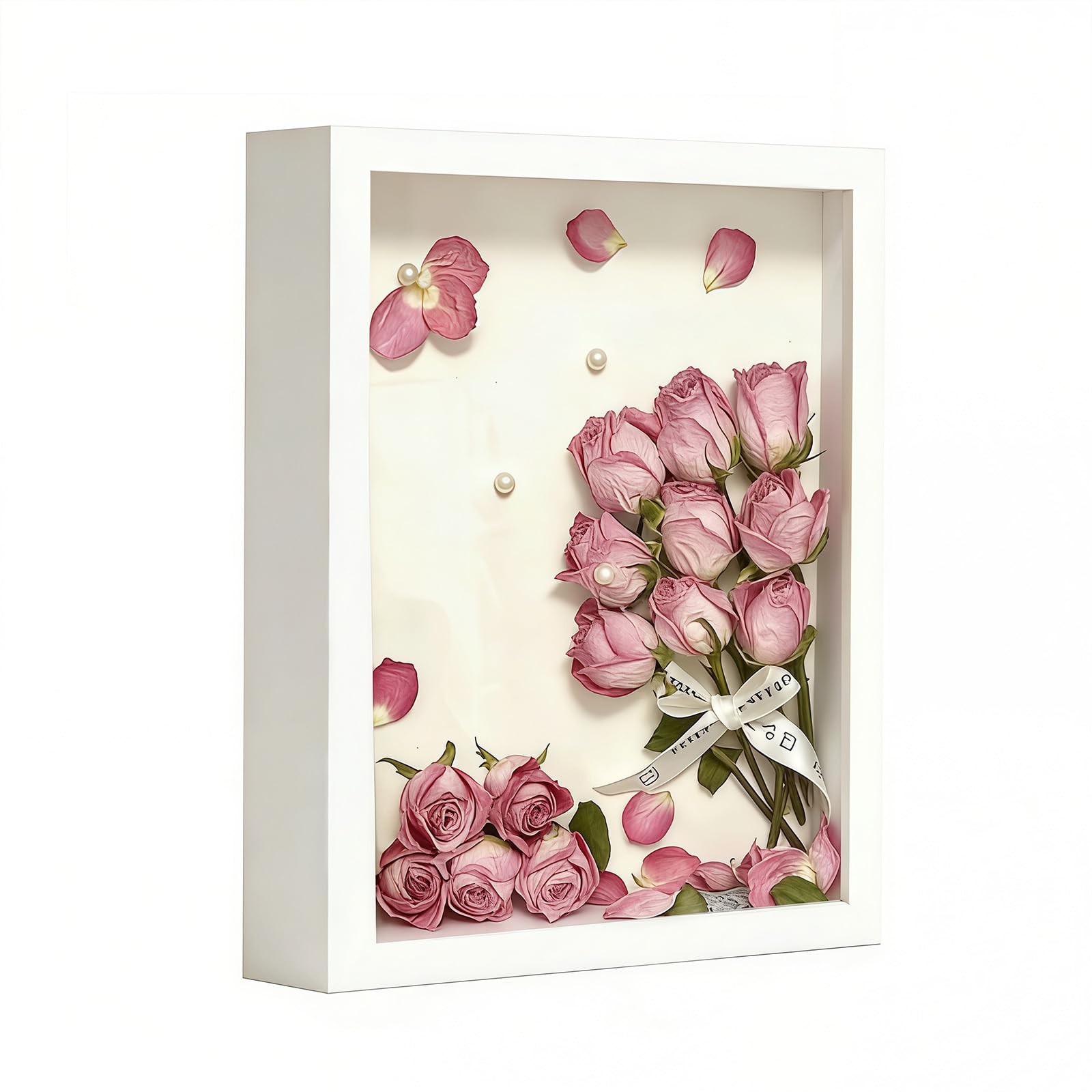 3D Shadow Box, 29.7 x 42 cm Shadow Box Frame Deep Picture Frame, 3D Picture Frame, Wooden Deep Frame Display Box for Crafts Memorabilia Flower Tickets Medal 3 CM (White)