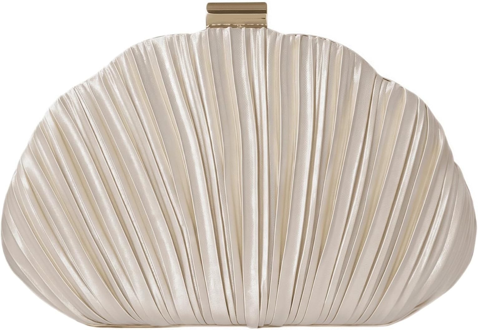 Shell Shaped Clutch Ruched Hard Shell Purse with Chain Strap Satin Evening Bag Wedding Purses for Women