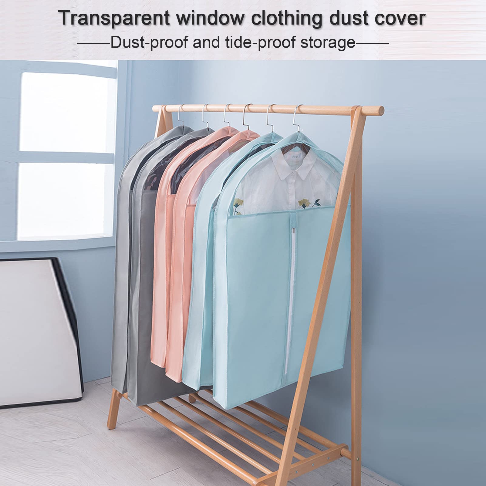 Bolsas protectoras de almacenamiento para colgar, fundas de ropa con cremallera,r en armario, viajes, adecuadas para trajes, abrigos, chaquetas, jerseys, etc., negro-60x110cm (gris 60x110cm)
