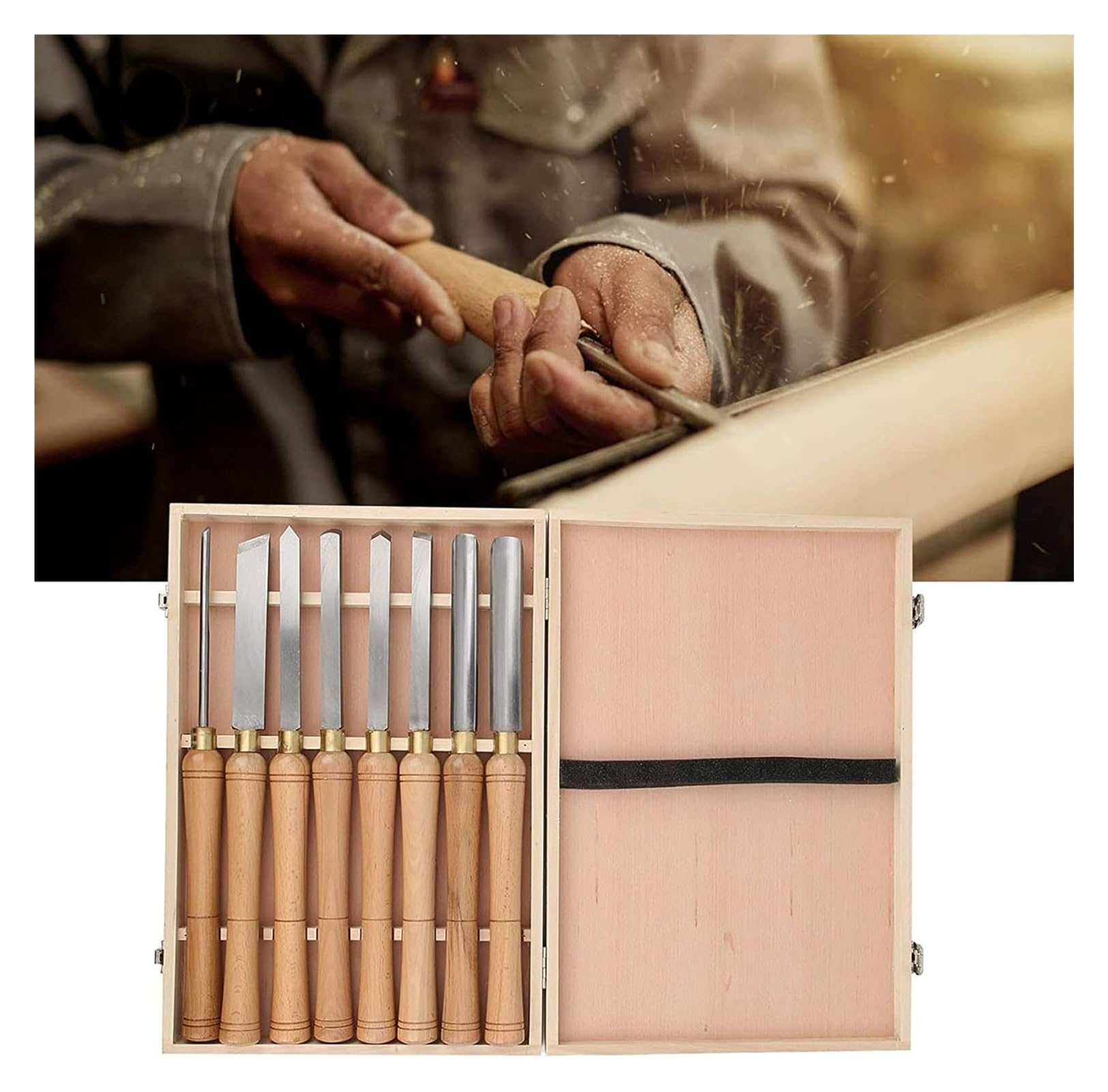 Juego de cinceles para torneado de Madera 8 Piezas para Cortar y tallar Madera Hojas de Acero HSS Herramientas de torneado de Madera Juego de cinceles para,