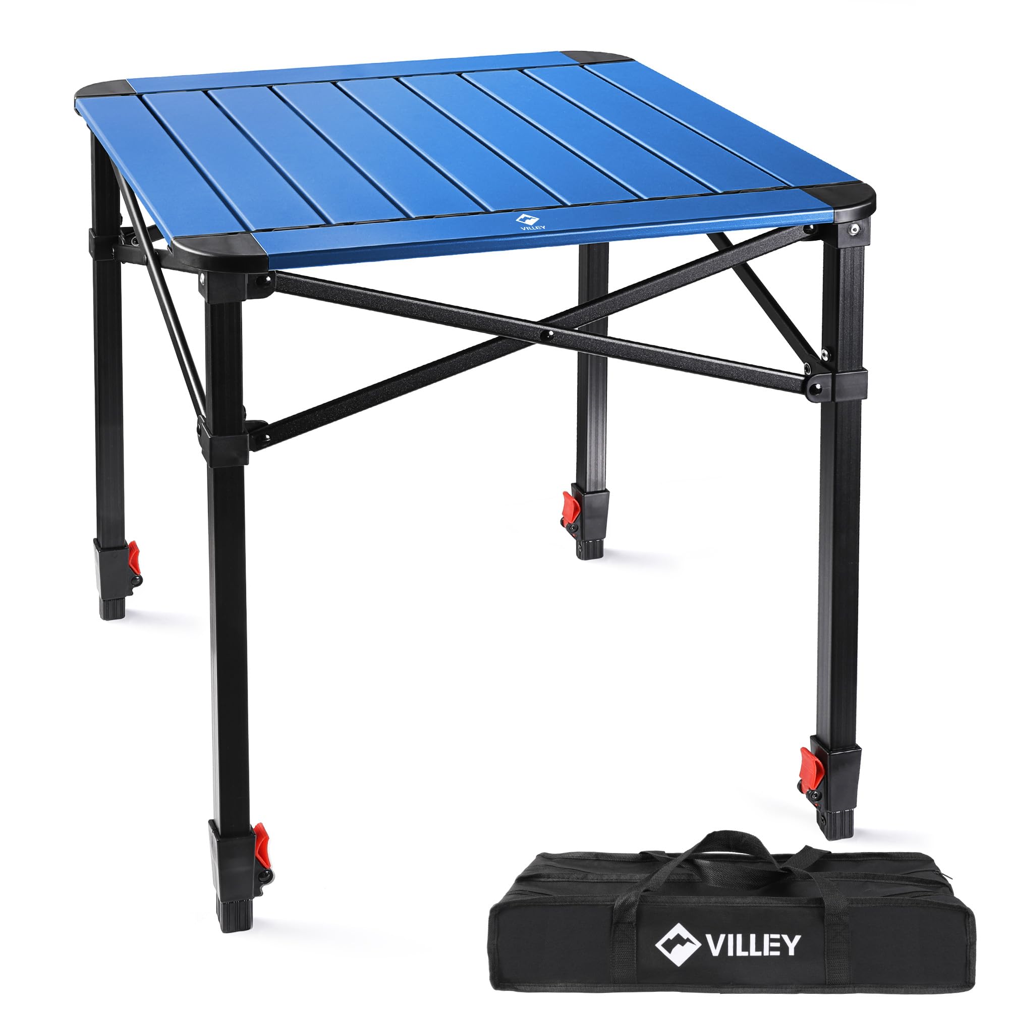 VILLEY Folding Camping Square Table, Portable Aluminum Table, Medium