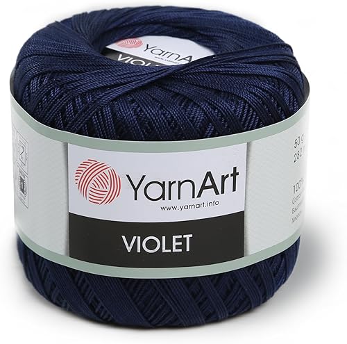 1 madeja YarnArt Violet, hilo 100% algodĂłn mercerizado, hilos de encaje de ganchillo, hilo para tejer a mano, bordado y manualidades (azul marino 1 madeja YarnArt Violet, hilo 100% algodĂłn mercerizado, hilos de encaje de ganchillo, hilo para tejer a mano, bordado y manualidades (azul marino