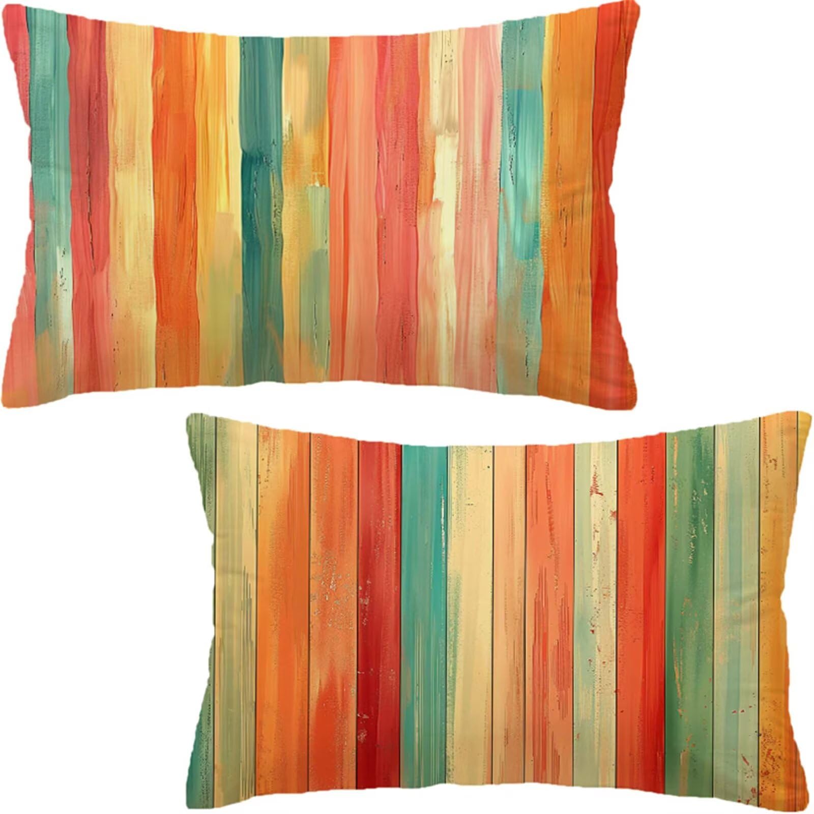 Pomarańczowe poszewki na poduszki, poszewki na poduszki 90 x 40 cm zestaw 2, prostokątne dekoracyjne poduszki sofa in len, pasek poduszka zewnętrzna wodoodporna na zewnątrz balkon taras dziedziniec