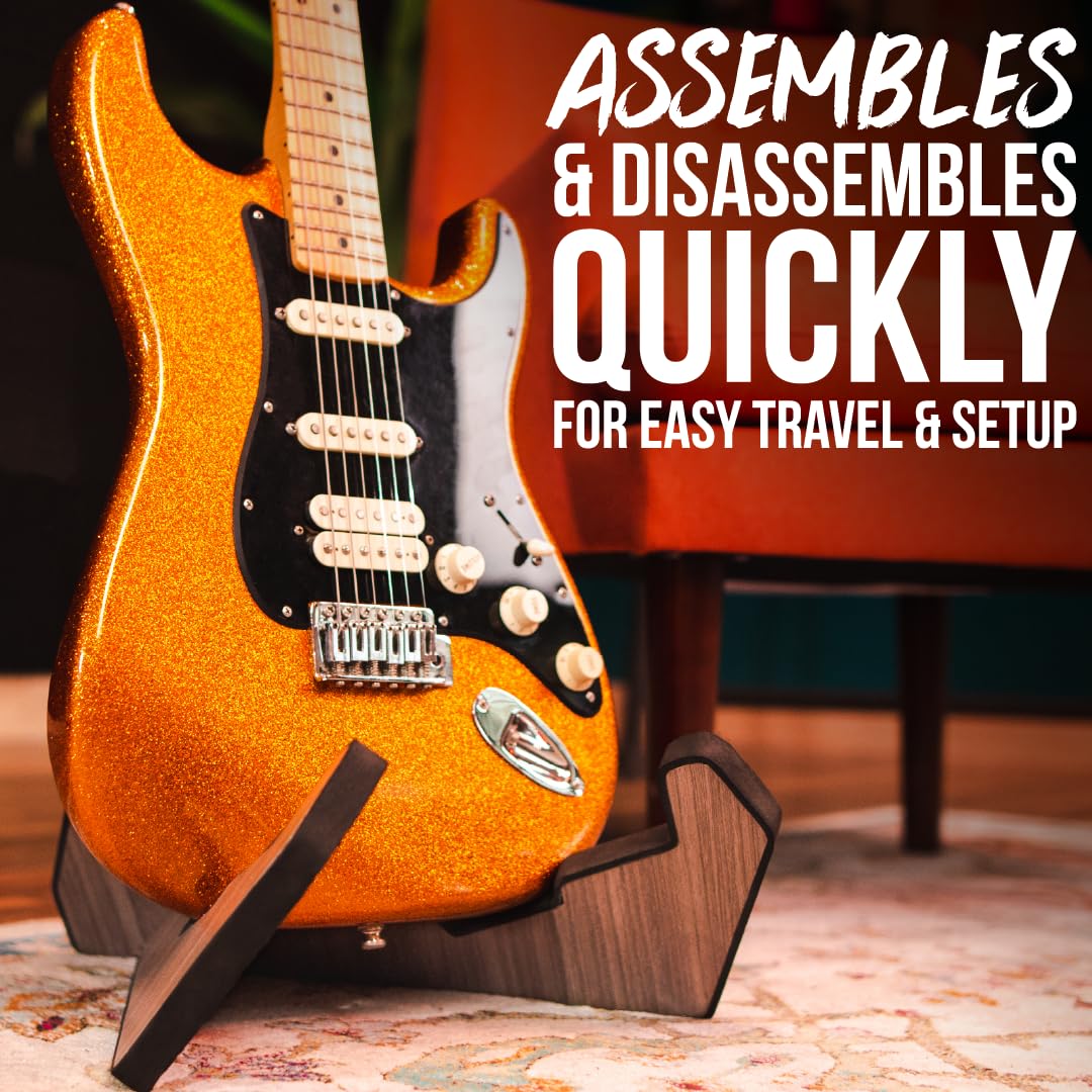 Gator Frameworks Elite Series Soporte de madera estilo X para guitarra, apto para guitarras acústicas, eléctricas y bajos, acabado negro (GFW-ELITEGTRXSTD-BLK)