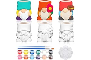 Beeveer 6 Sets Paint Your Own Gnomes Succulent Planter
