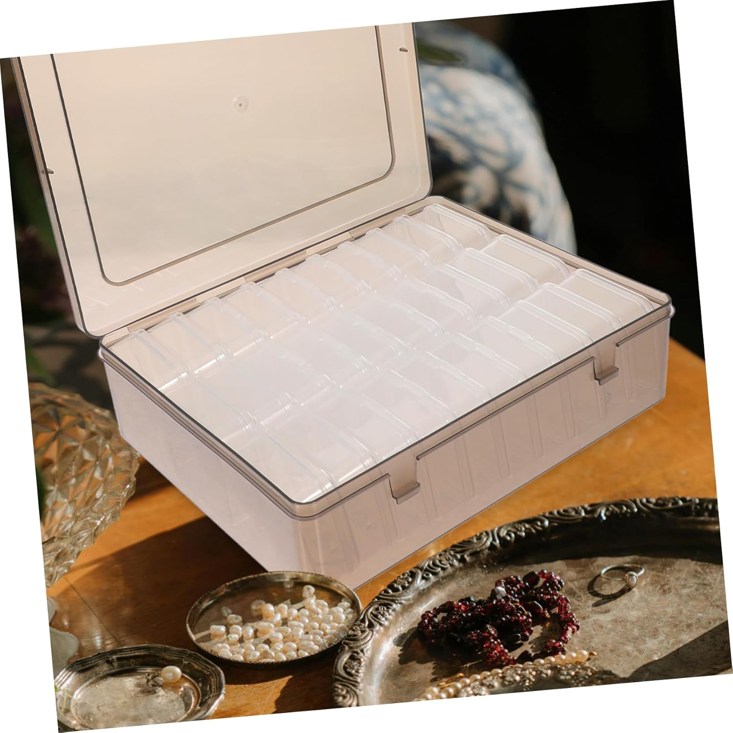 SOLUSTRE Small Storage Containers Portable Jewelry Storage Box Compartment Bead Organizer Lids for Craft Supplies