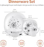 16-Piece diner, Set de plateau, Set pour diner 4, Ensemble de assiettes et bols, Ensemble de vaisselle en verre de qualité, Kit de cuisine, Plaques de dîner en verre d'optique,Plateaux,Mugs, Dessert Plates-Modèle 840