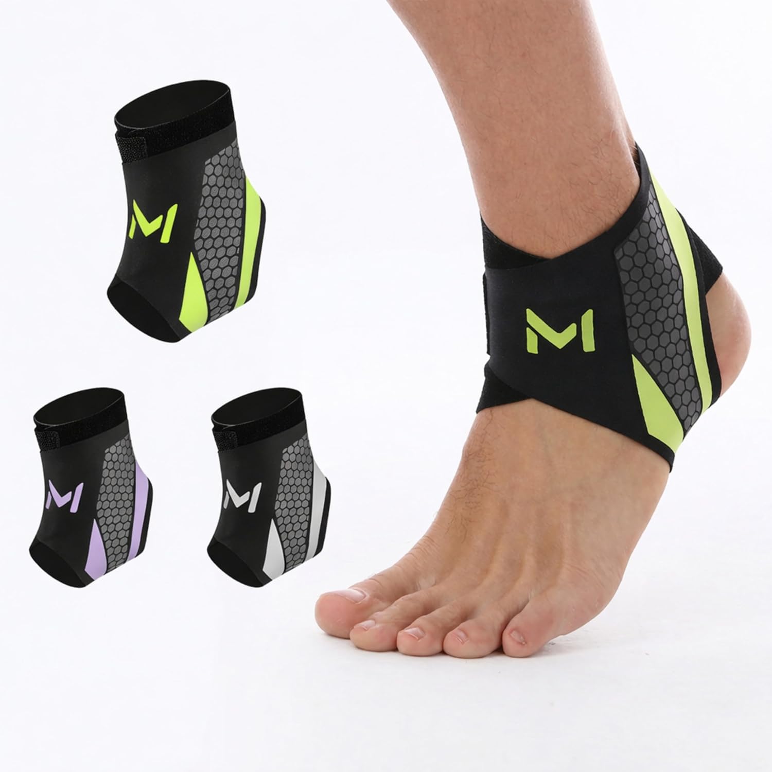 1 Pair Adjustable Ankle Brace with Figure-8 Straps, Breathable Compression Support for Running, Basketball, Workout & Daily Wear, Lightweight Stabilizer Fits Inside Shoes for Men & Women (Green)