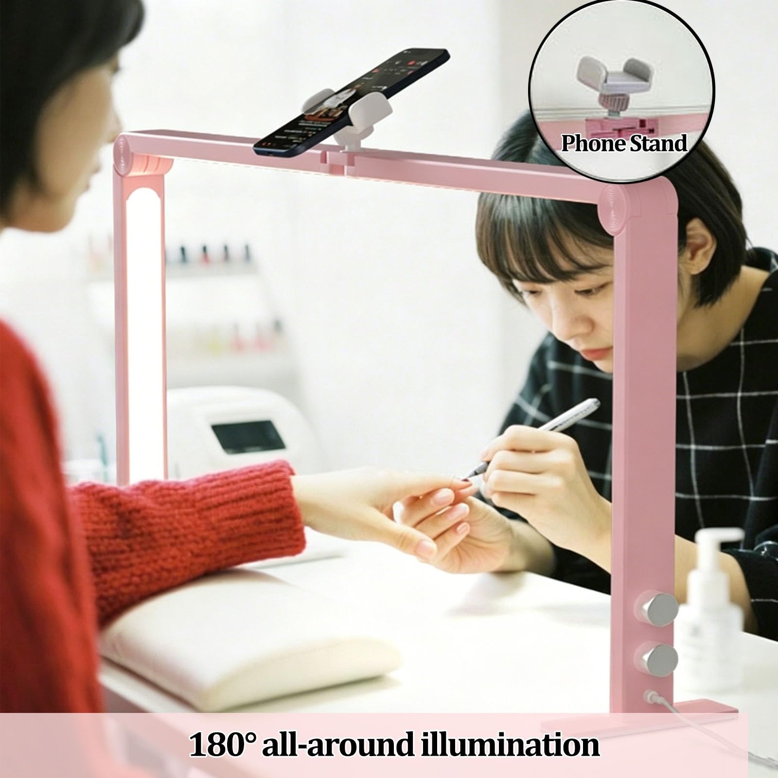 Lampada da scrivania per manicure, 420 LED, lampada LED pieghevole con luminosità regolabile in modo continuo (3000K-6000K) per tatuaggi e trattamenti sopracciglia(White)
