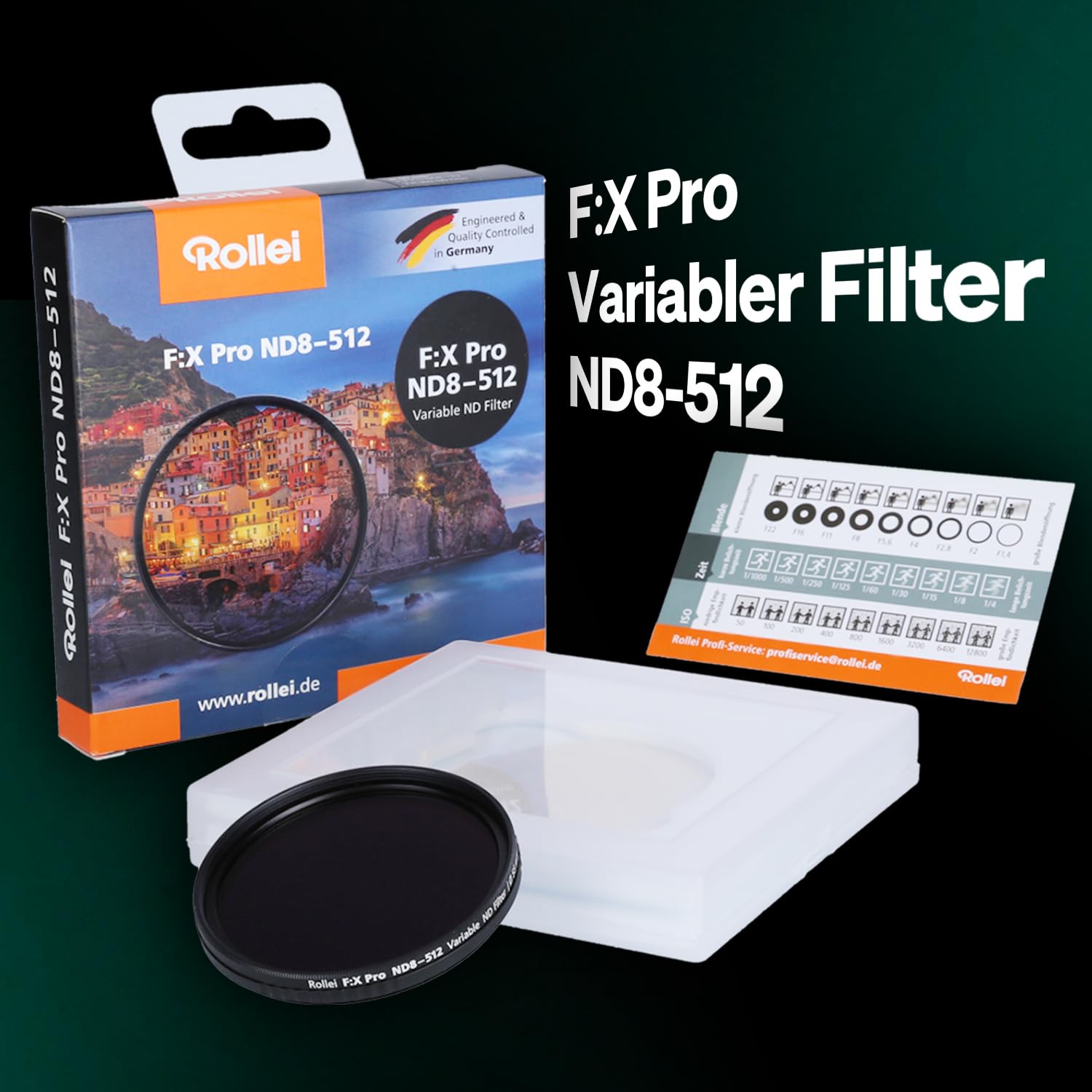 Rollei 67mm F:X Pro Variabler ND8-ND512 Rundfilter aus Glas | VND Graufilter mit 3-9 Blendenstufen Verdunkelung
