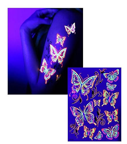 Miniatura 2 de Blacklight Glow Party Tatuaje temporal - 1 hoja -Buttt...