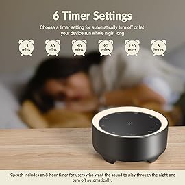 Kipcush White Noise Machine - 20 Soothing Sounds + 2 Customizable Shortcut Buttons, Warm Night Light | USB-Powered Sound Machine for Baby Sleep, 8H Timer, Touch Control for Nursery, Bedroom & Travel
