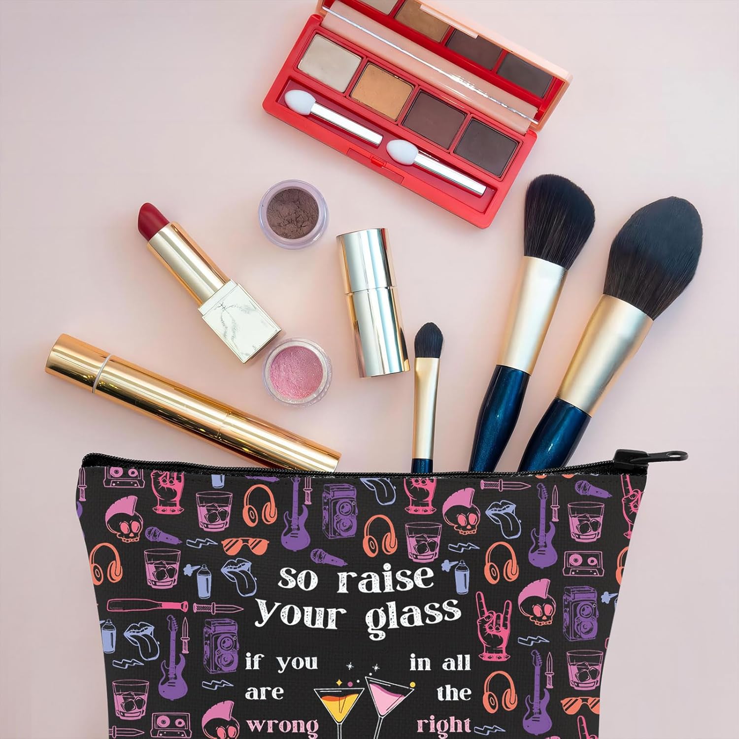 Singer Album Singer Merch Gift Singer Fans Gift Song Lyrics Inspired Zipper Pouch Makeup Bag (Raise your glass) - Image 6