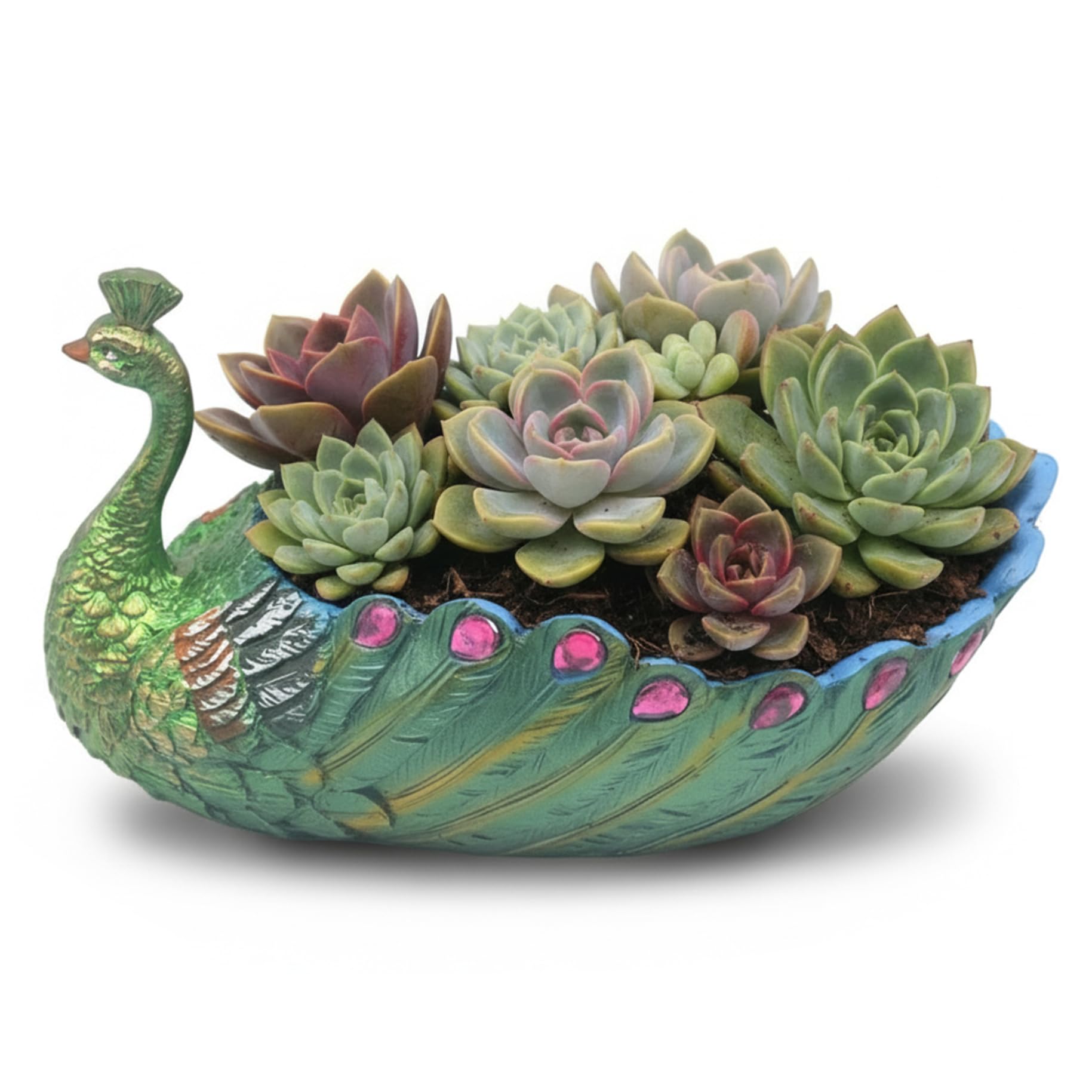 CAKEEYUM Peacock Planter Elegant Shaped Resin Planter Pot Decorative Flower Pot for Indoor Outdoor Garden Peacock, Decorative, Indoor, Flower