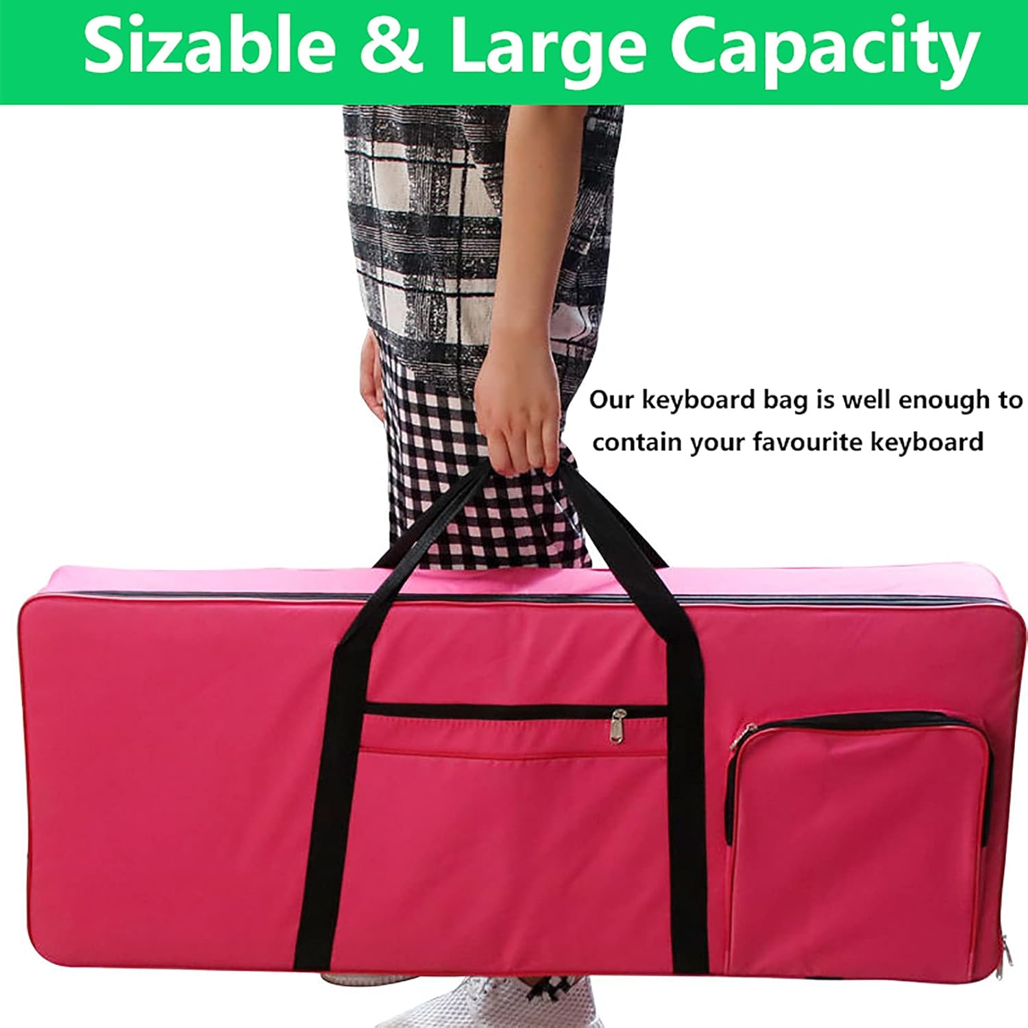 Vilihkc 61 Key Keyboard Gig Bag Case,Portable Durable Keyboard Piano Waterproof 600D Oxford Cloth with 10mm Cotton Padded Case Gig Bag 40"x16"x6"