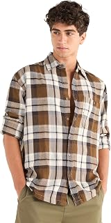 Bewakoof Men's Checked Oversized Fit Full Sleeve Collared Cotton Twill Shirt Price In India