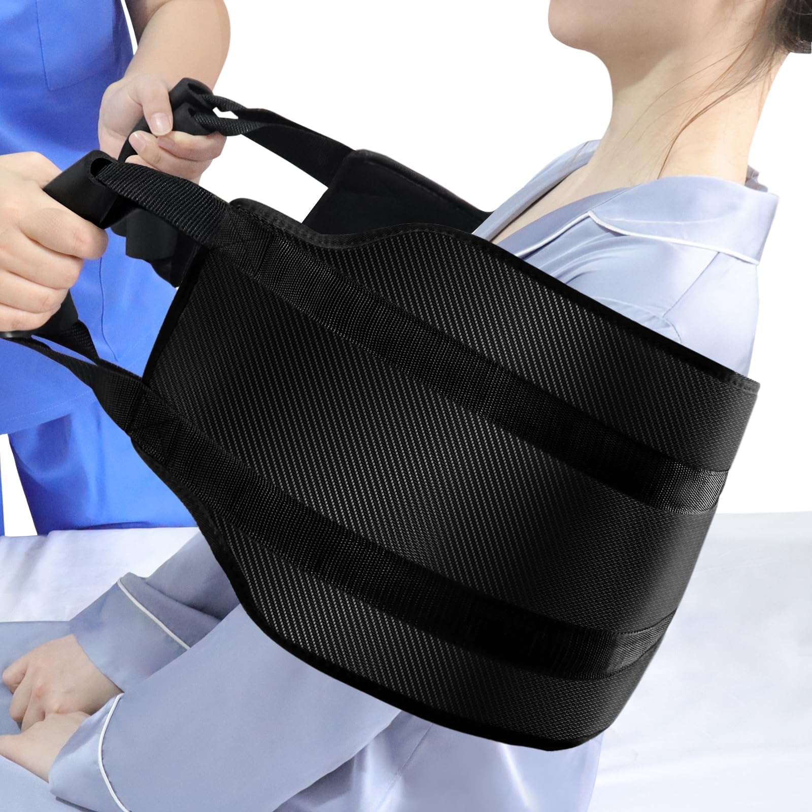 NALACAL 31.5 Inch Padded Bed Transfer Nursing Sling, Elderly Safety Lifting Aids Home Bed Assist Handle Back Lift Mobility Belt for Patient Care Nursing Transfer Sling Handle Back Lift Mobility Belt