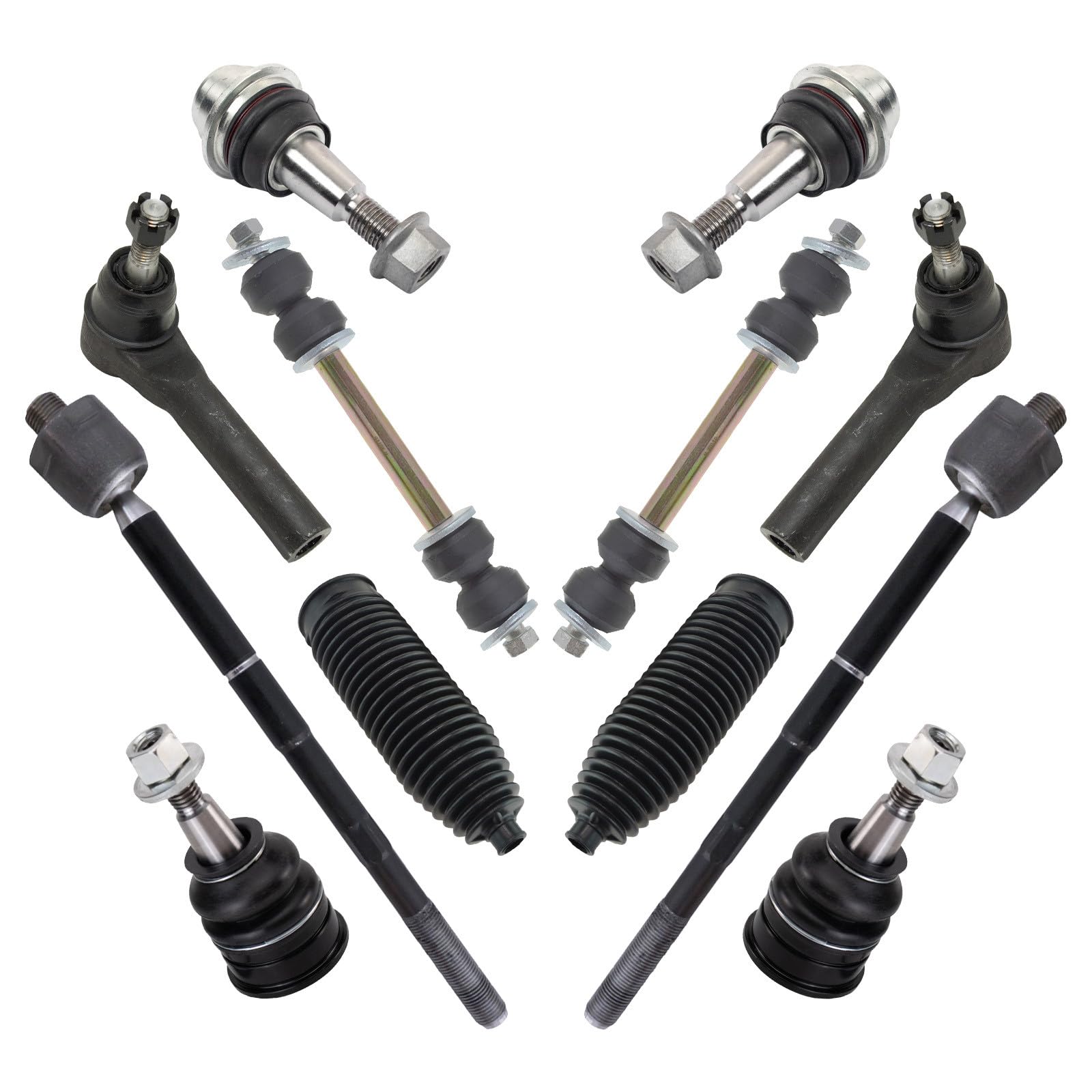 TRQ Front Steering & Suspension Kit Ball Joint Steering Rack & Pinion Bellow Sway Bar Stabilizer Link Tie Rod Compatible with Cadillac Chevrolet GMC