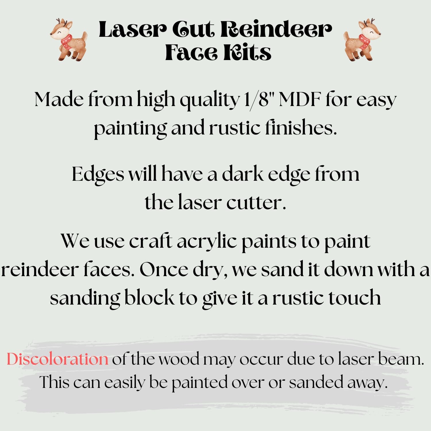 Wood Reindeer Face with Antlers and Nose Pack of 10