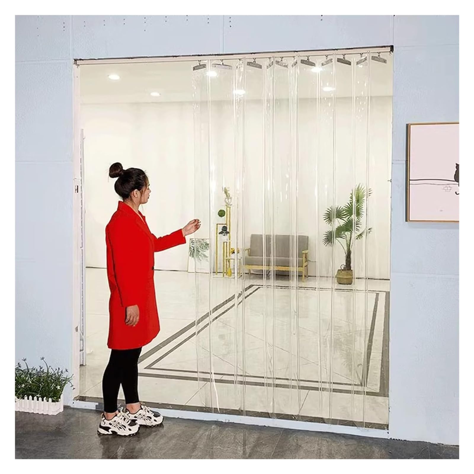 aygzb Plastic Vinyl Strip Door Curtain Sliding and Folding PVC Strip Curtain Vinyl Strip Door Curtain Strip Curtain Suitable for Factory Garage Hall(2.5x2.1m)