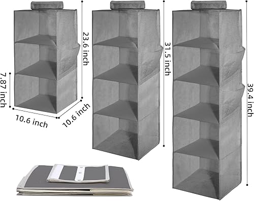 Miniatura 2 de 2 Packs Hanging Closet Organizer 5-Shelf Hanging Shelves Collapsible Hanging Storage Shelf for Bedroom College Dorm Pantry Camper RV, Grey