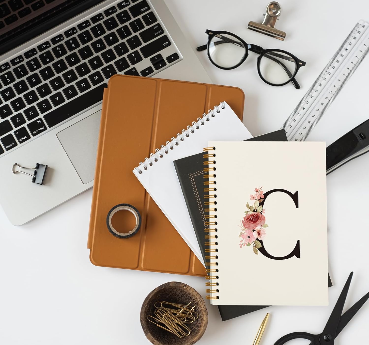 OXW Personalized Gifts Initial Letter C Notebook Journal, Cute Custom Notebook for School Girls, Monogrammed Gifts for Women, School Supplies for Girls, Customized Gifts, Spiral Notebook 5.5 x 8.3 - Image 5