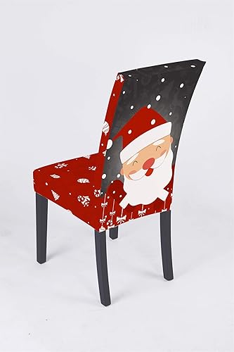 Miniatura 3 de XMNTG Juego de 6 fundas para sillas de Navidad, con estampado de Papá Noel, decoración del hogar, fundas extraíbles antideslizantes y lavables para