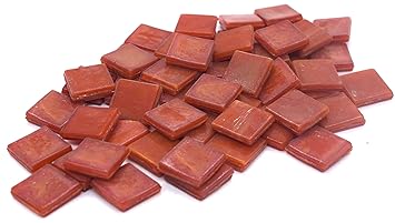 Sai Mosaic Art Coral Tomato Red HK145 Glass Mosaic 15x15mm Tiles 100 gm Pack