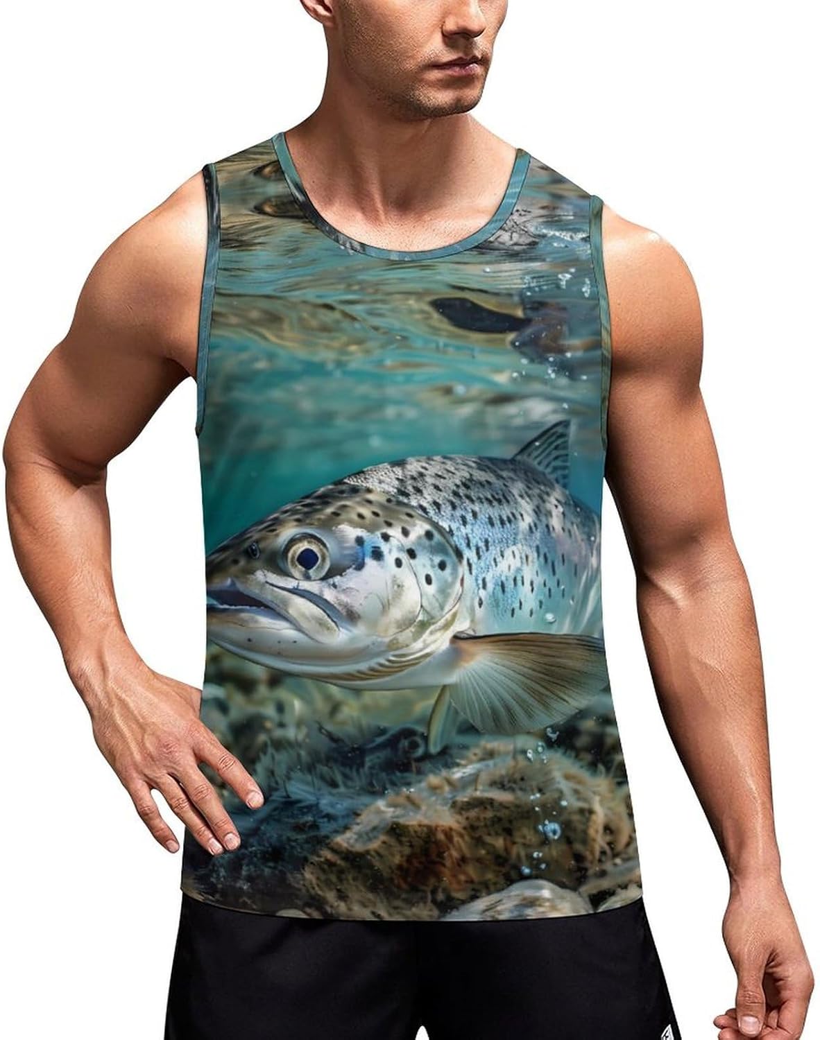 Speckled Sea Trout Men's Tank Top Sleeveless Muscle Shirts Vest Beach T Shirts for Workout Gym