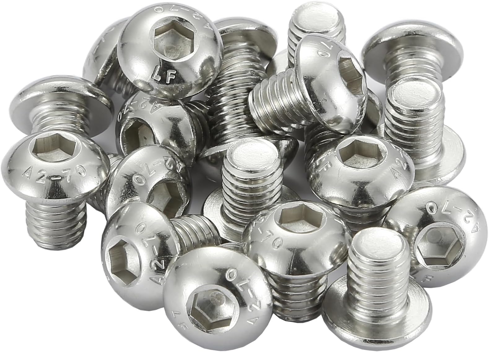 AMLOOPH M5 Bolts, M5 X 12mm Hex Socket Button Head Machine Bolts/Screws -5mm Fully Threaded A2 304 Stainless Steel Hex Socket Screws (Pack Of 20)