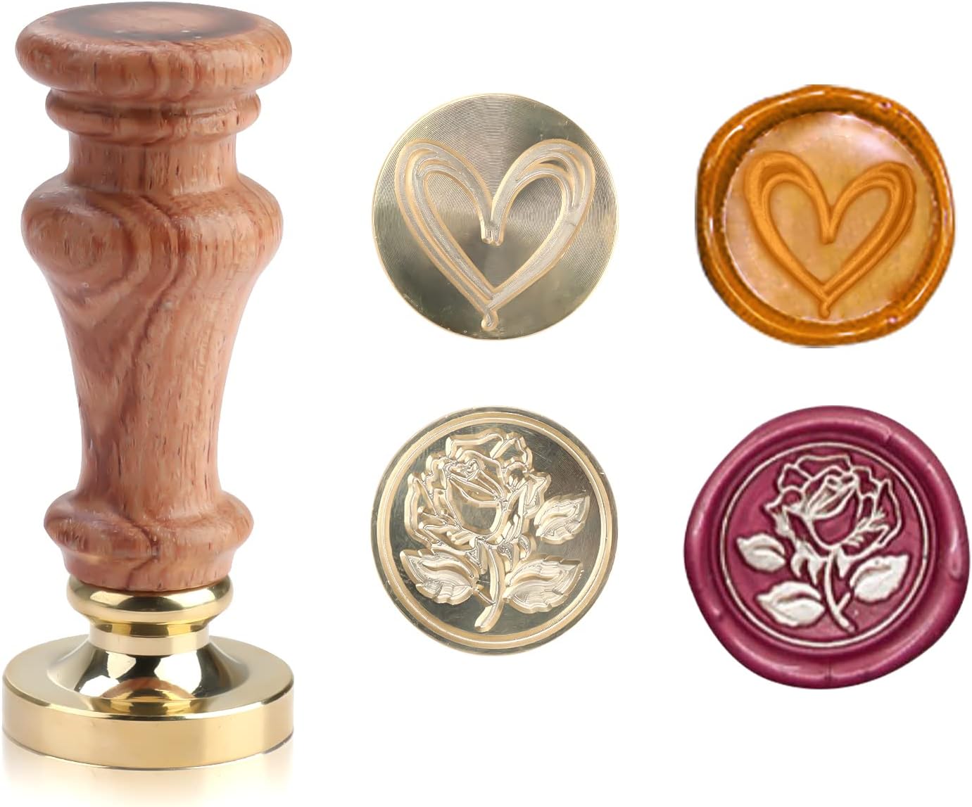 DELORIGIN Wachssiegelstempel Wellen & Mond - 25mm Messingstempel Mit Holzgriff