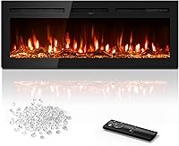 Manastin 50-Inch Electric Fireplace: Recessed/Wall-Mounted, 1500W Heater, Remote, 12 Flame Colors, Thermostat & Timer