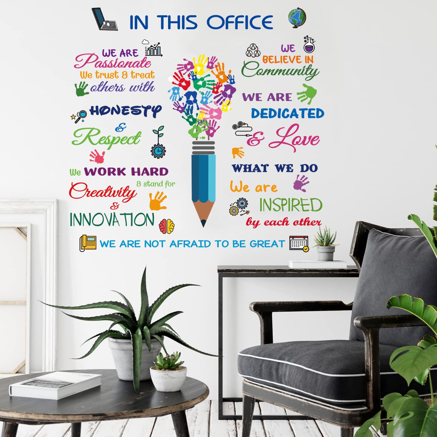 Calcomanías de pared con citas inspiradoras para oficina, refranes positivos, calcomanías de arte de pared para oficina, dormitorio, sala de estar.