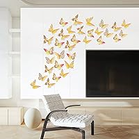 Vista 4 de SAOROPEB - Decoración de pared de mariposas 3D - 48 piezas, 4 estilos, 3 tamaños - Adornos dorados extraíbles para celebraciones de cumpleaños