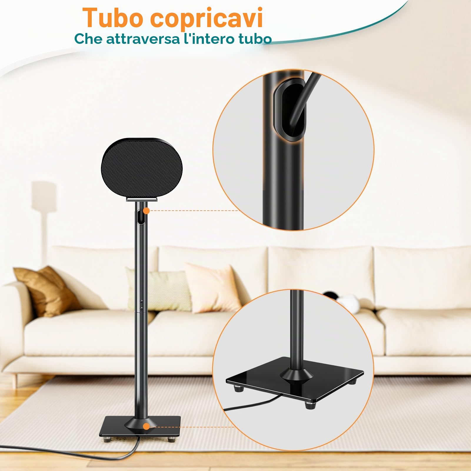 ELIVED Supporti per altoparlanti per Sonos Era 300, altezza 807 mm, supporto per altoparlante fino a 5 kg, supporto per altoparlanti surround con 2 tipi di cuscinetti per piedi, gestione dei cavi, 1