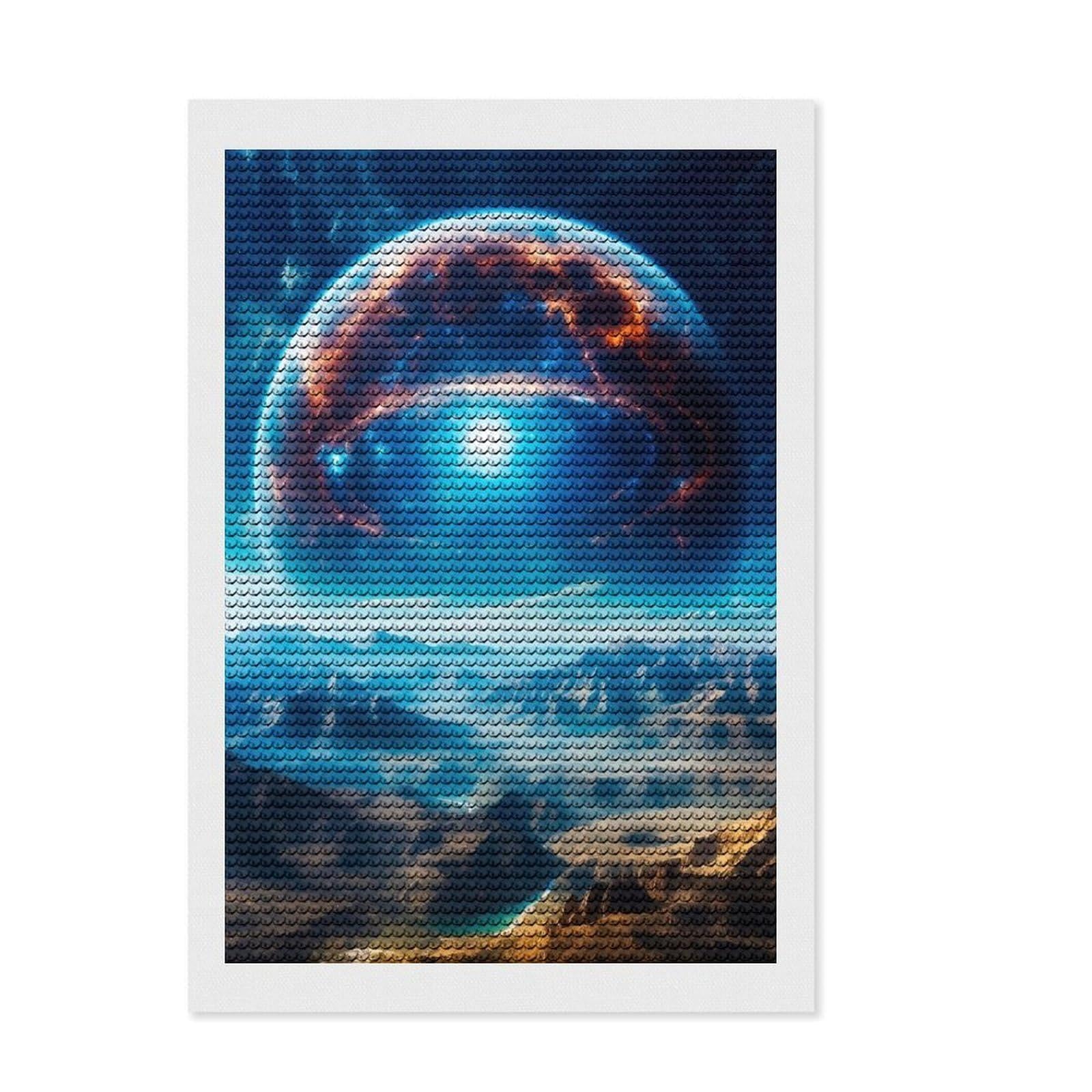 Junmoney Eye in The Sky Diamond Art Canvas 8"x12", for Beginners, Printed Canvas, Farmhouse Decor, Birthday Gift, Relaxing DIY Hobby